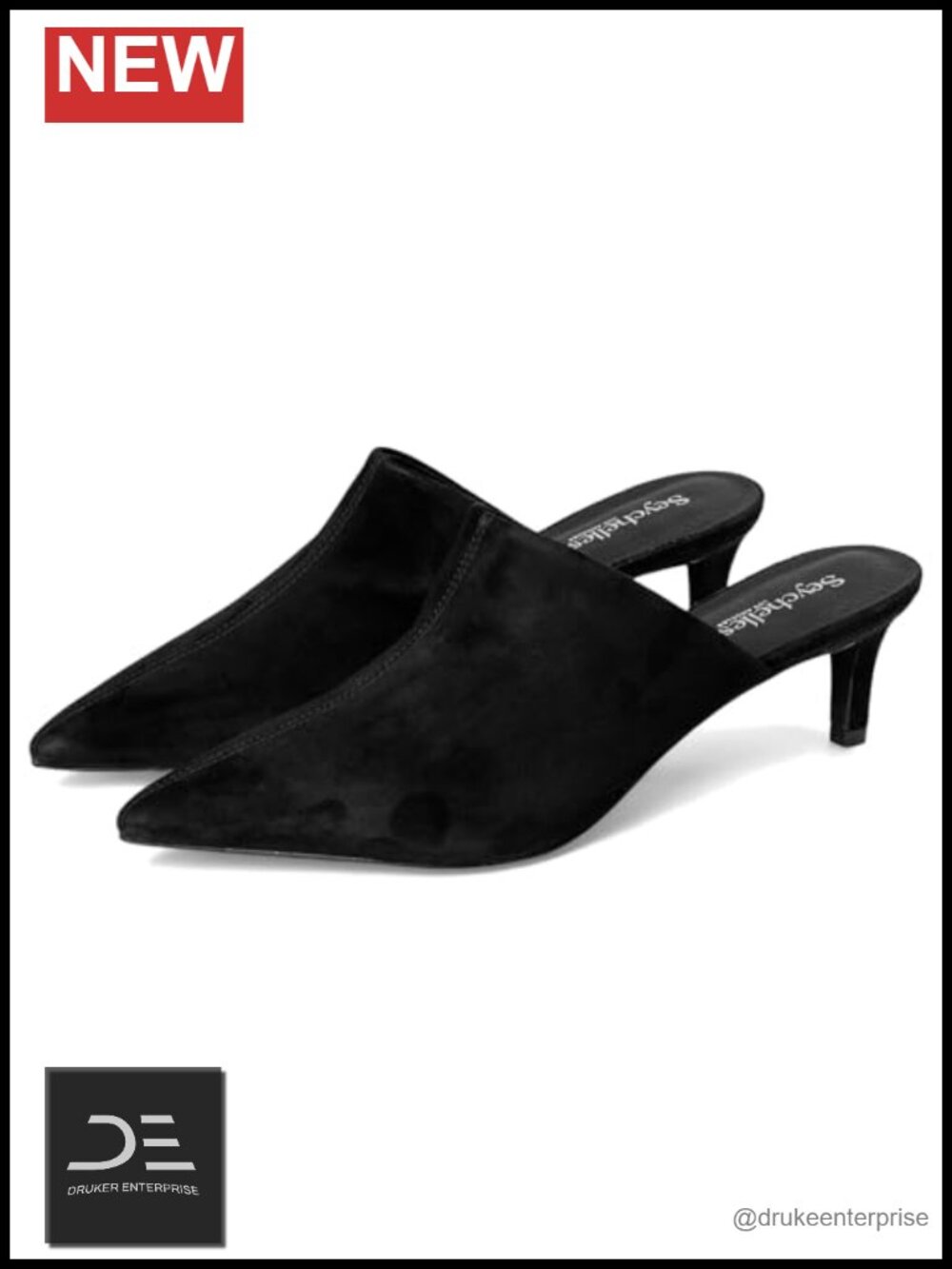 Suede Pointed Toe Mule with Kitten Heel Cushioned Footbed